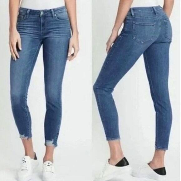 PAIGE Verdugo Ankle Distressed Raw Hem High Rise Crop Denim Skinny Jean Size 26 - Picture 7 of 15